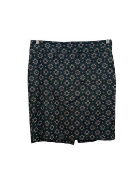 Loft Floral Pencil Skirt Size 6 Green & White Back Zip Closure